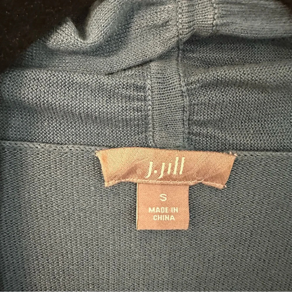 J. Jill Women’s Long Sleeve Blue Silk Blend Open Draped Front Cardigan Sz S GUC - Picture 3 of 7